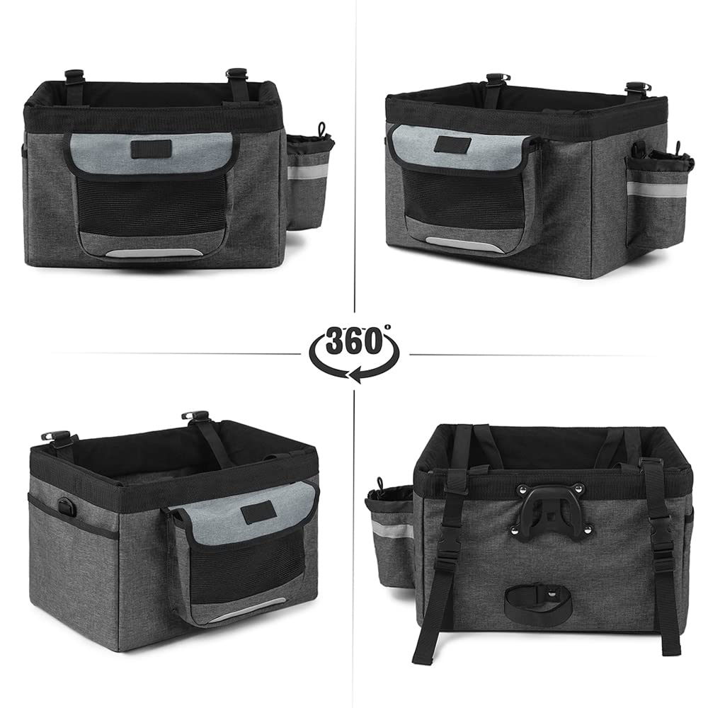 Lixada Fahrradkorb, faltbar, für Fahrrad, vorne, Abnehmbarer Korb, für Fahrrad, für Haustiere, Hunde, Katzen, Kaninchen, Transporter, Camping, Tasche