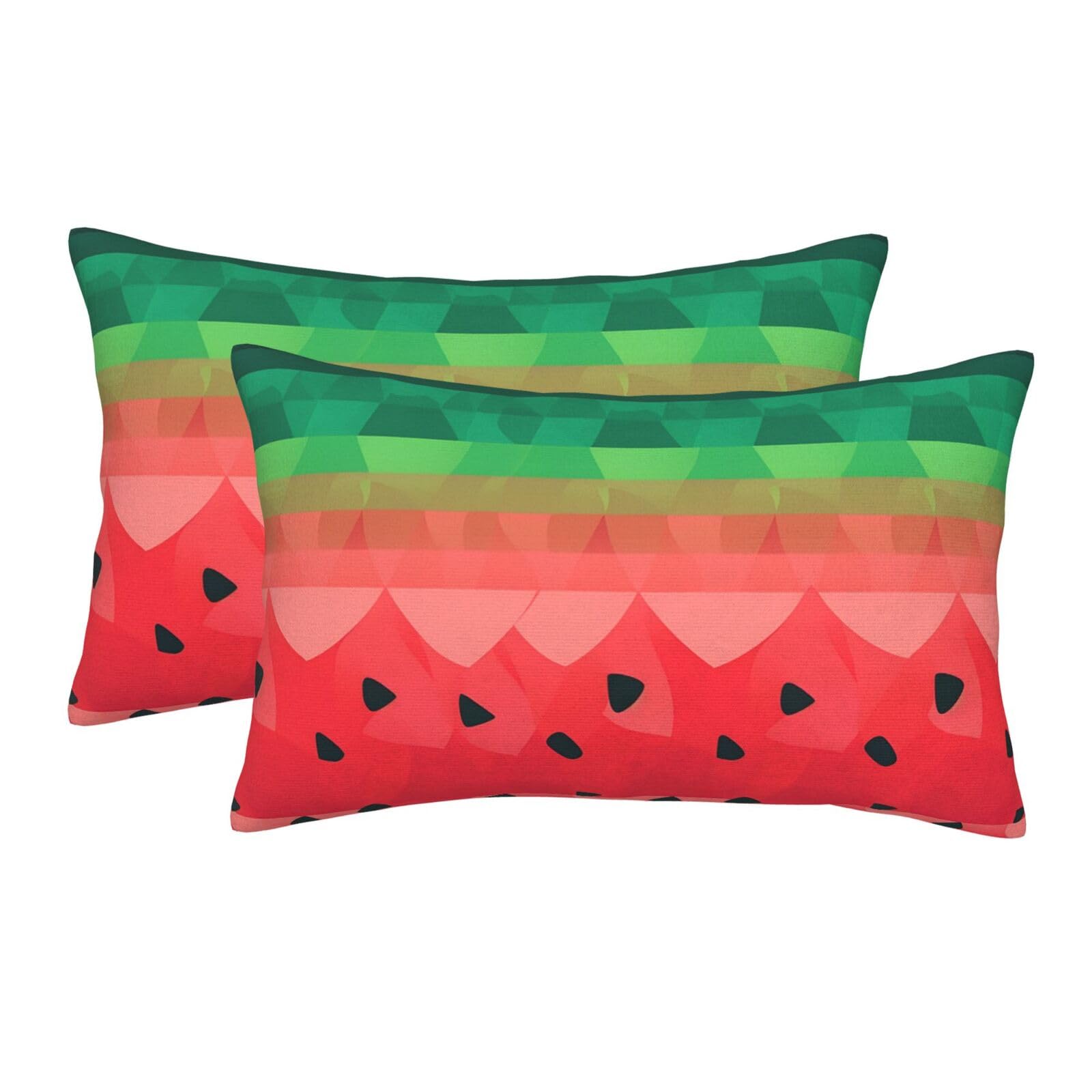 2 Pack Standard Size Pillow Cases for Hair and Skin Soft Breathable Pillow Case Covers with Hidden Zipper Gradient Watermelon Pillowcase 16"x24" Pillow Cover for Sleeping Gift