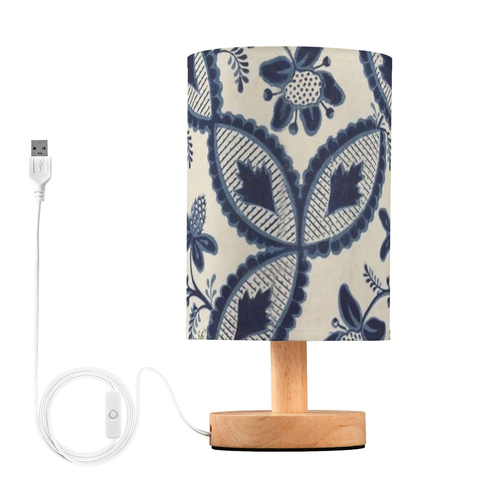 Amooorous Night Lampsnight Light Bed Table Lamp Unique Blue Japanese Vintage Floral Night Lights for Boys Side Table