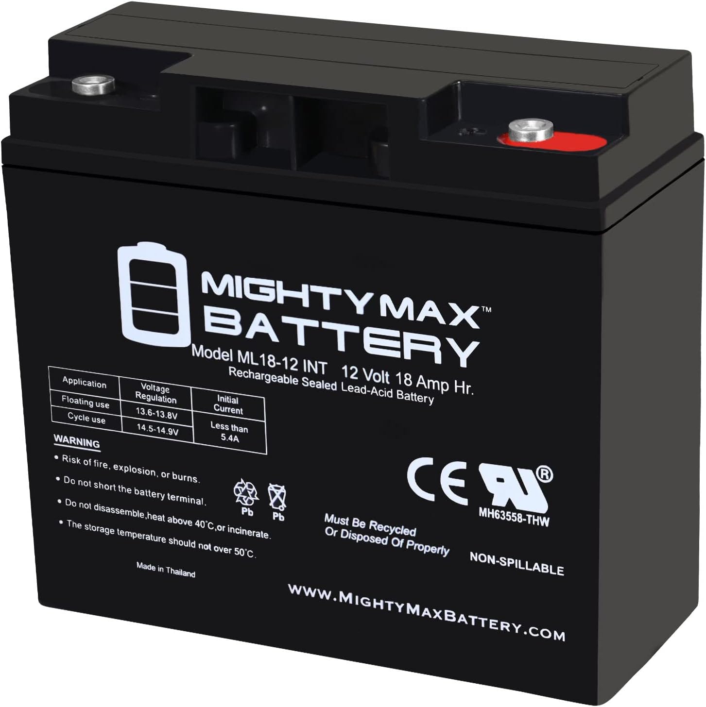 Mighty Max Battery 12V 18AH SLA Internal Thread Replacement Battery for Simplex 4100ES