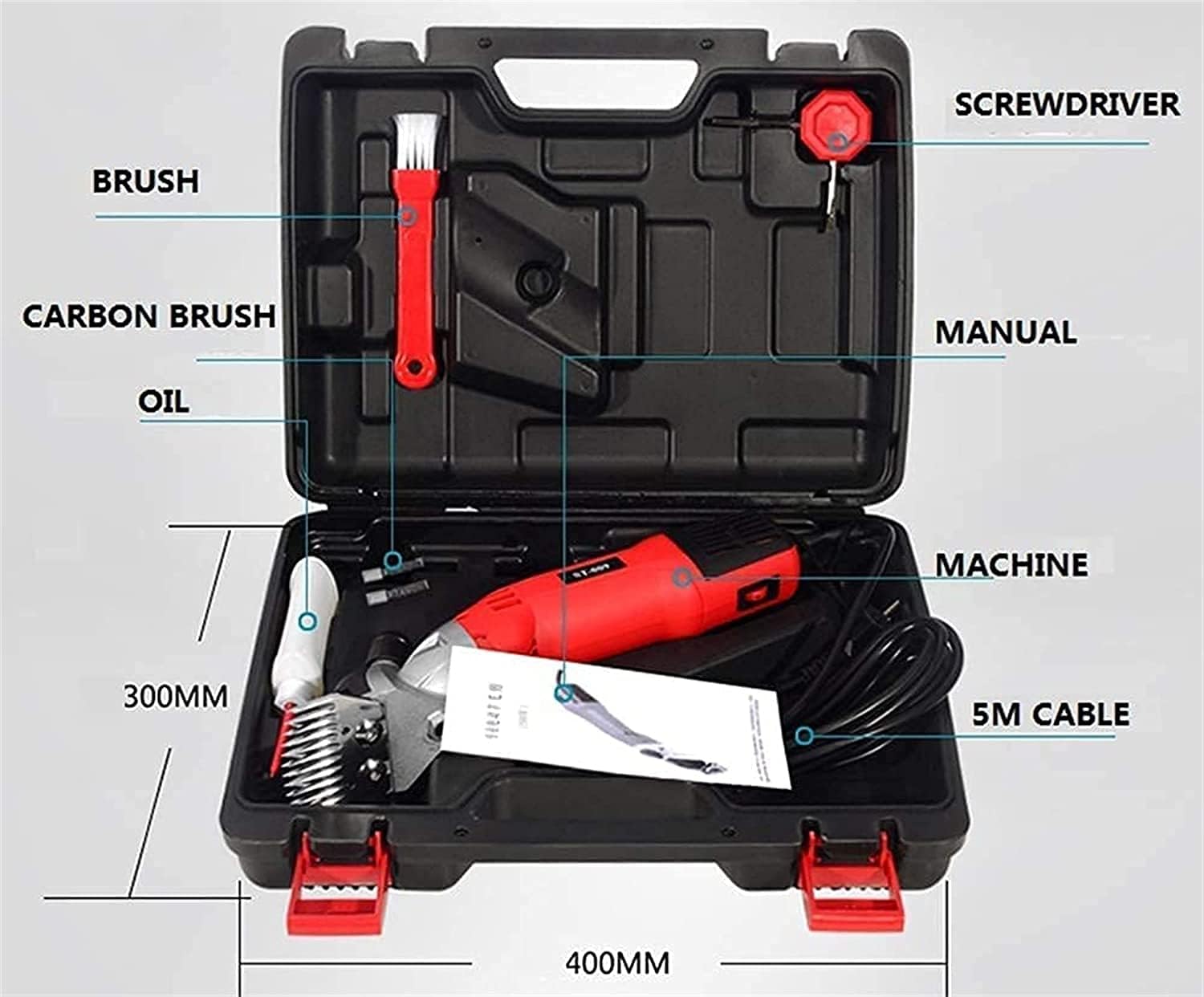Sheep Shearer 500W Electric Shearing Machine Pet Grooming Clippers Electric Wool Shears Horse Hair Scissors Farm Animal Haircut Shave Trimmer 13 Straight Tooth Blade 6 Mode Adjustable Portable