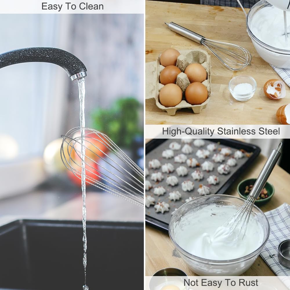 Schneebesen Aus Edelstahl Mit Holzgriff – 20,5 Cm, Antihaftbeschichtet, Perfekt Zum Rühren, Schlagen & Mixen