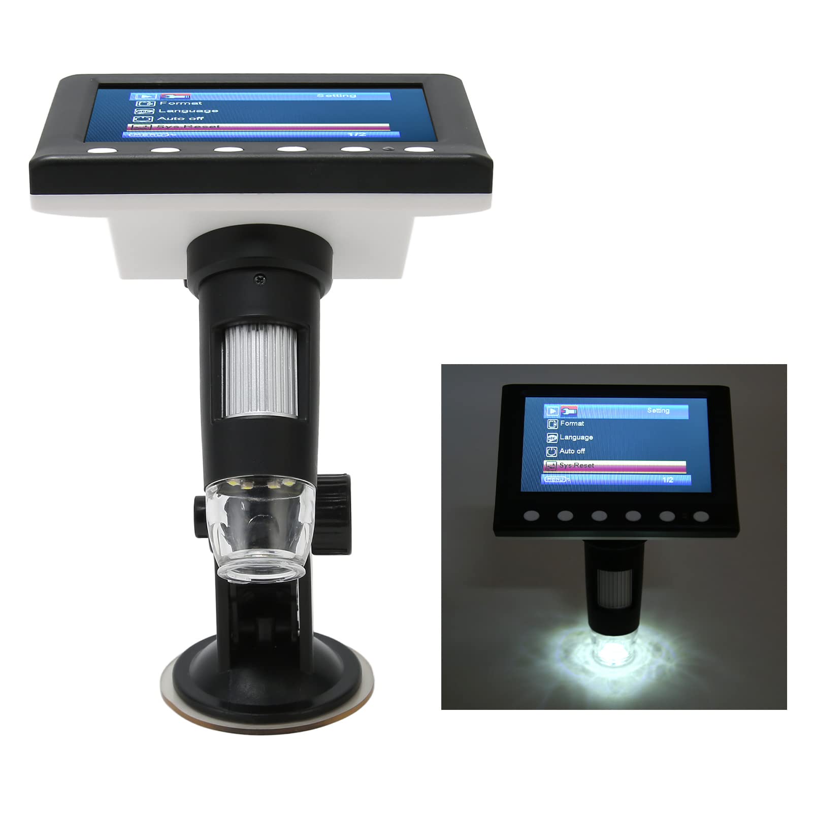 Microscopio Digitale LCD da 4,3 Pollici, Zoom 1000X con 8 Luci LED