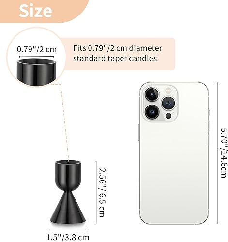 Miniatura 6 de NUPTIO Candelabro de palillo de vela 6 piezas de candelabros cónicos negros para centro de mesa, candelabros cónicos de aluminio pequeño vintage