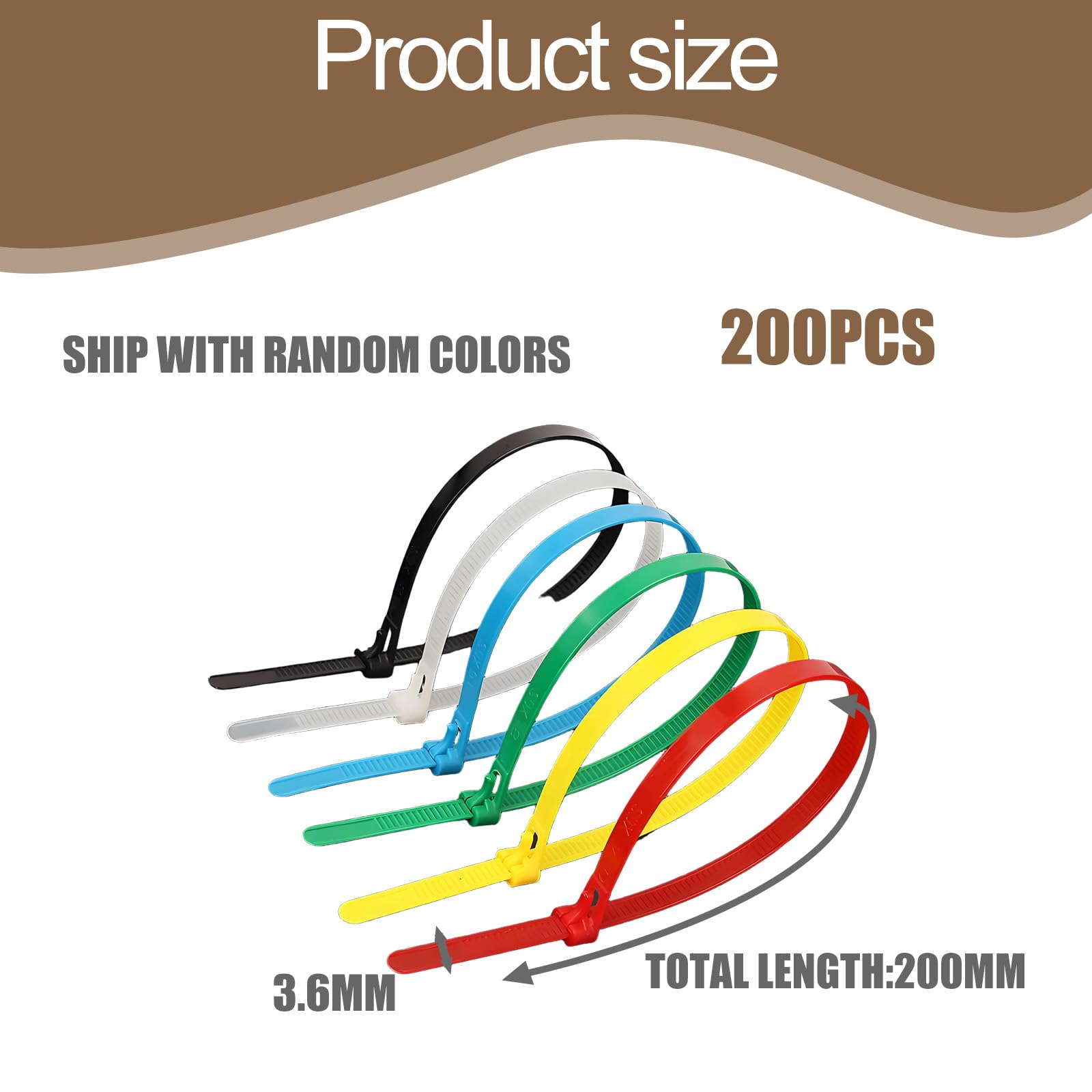 200 Pcs Cable Ties, Zip Ties - Image 2