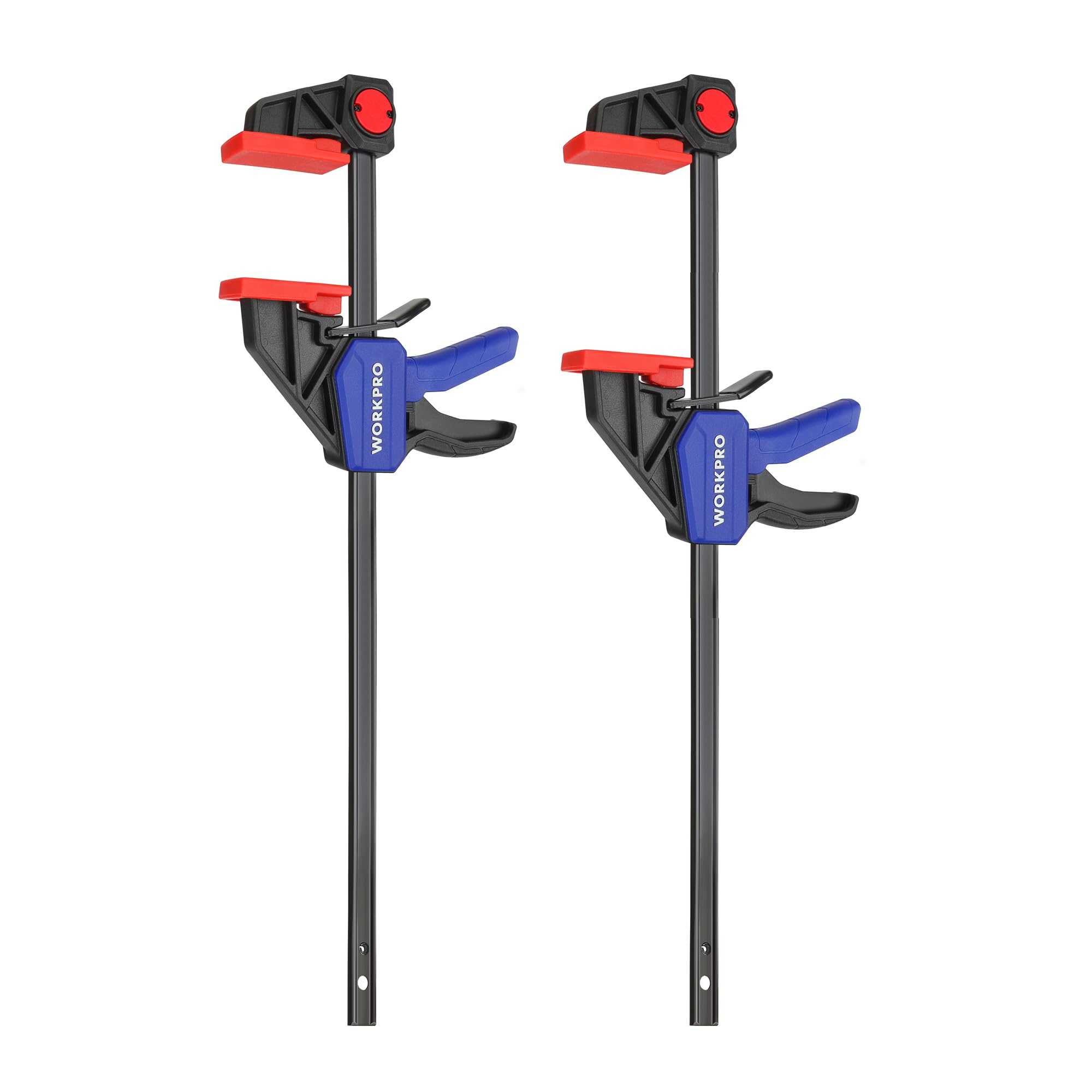 WORKPRO 2 Piezas Sargento de Barra 305 mm, Abrazadera de Barra, Set de Sargentos para Carpintería Madera, Fuerza de Sujeción 68 kg, Acero y Nylon para una Fijación Precisa