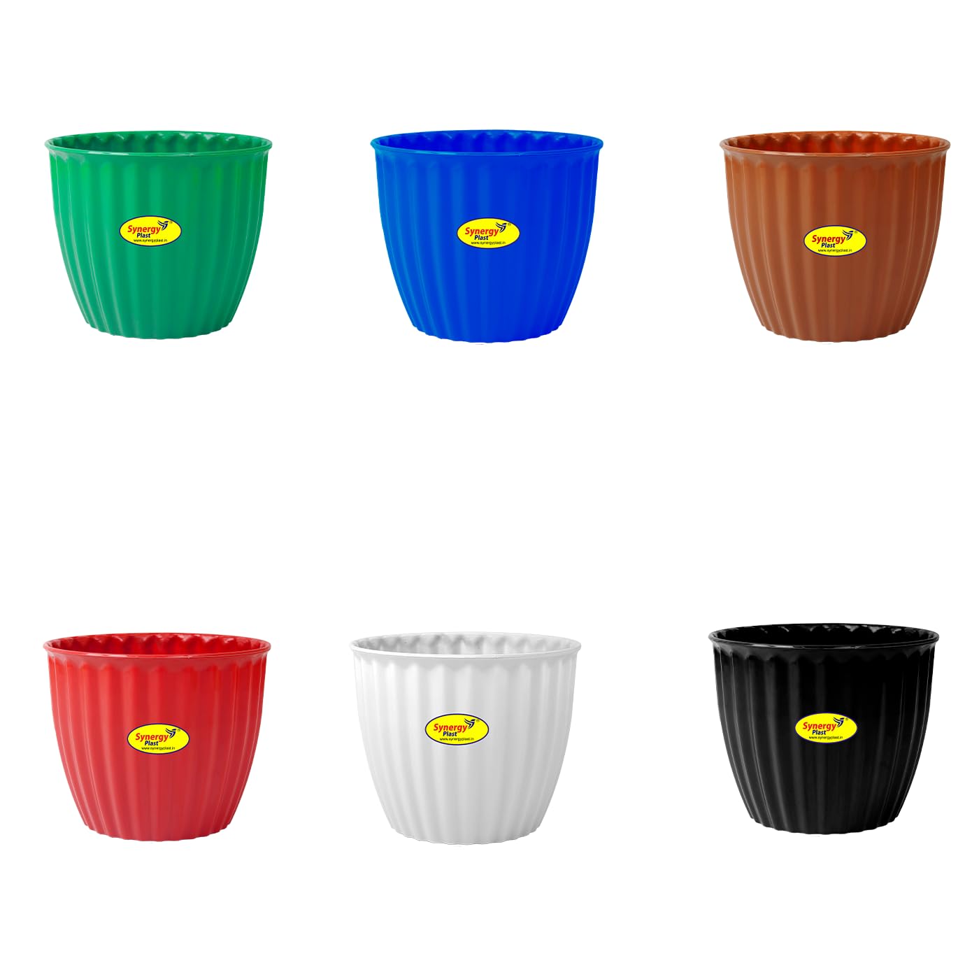 Synergy Plast 12 inch Rio Flower Pots/Planter Set of 6 for Indoor & Outdoor Gardening, Heavy Duty Large Plant Container/Gamla for Nursery, Home & Office Decor (Pack of 6, Muti-Color) (B0C9K7ZH95) Amazon Price History, Amazon Price Tracker