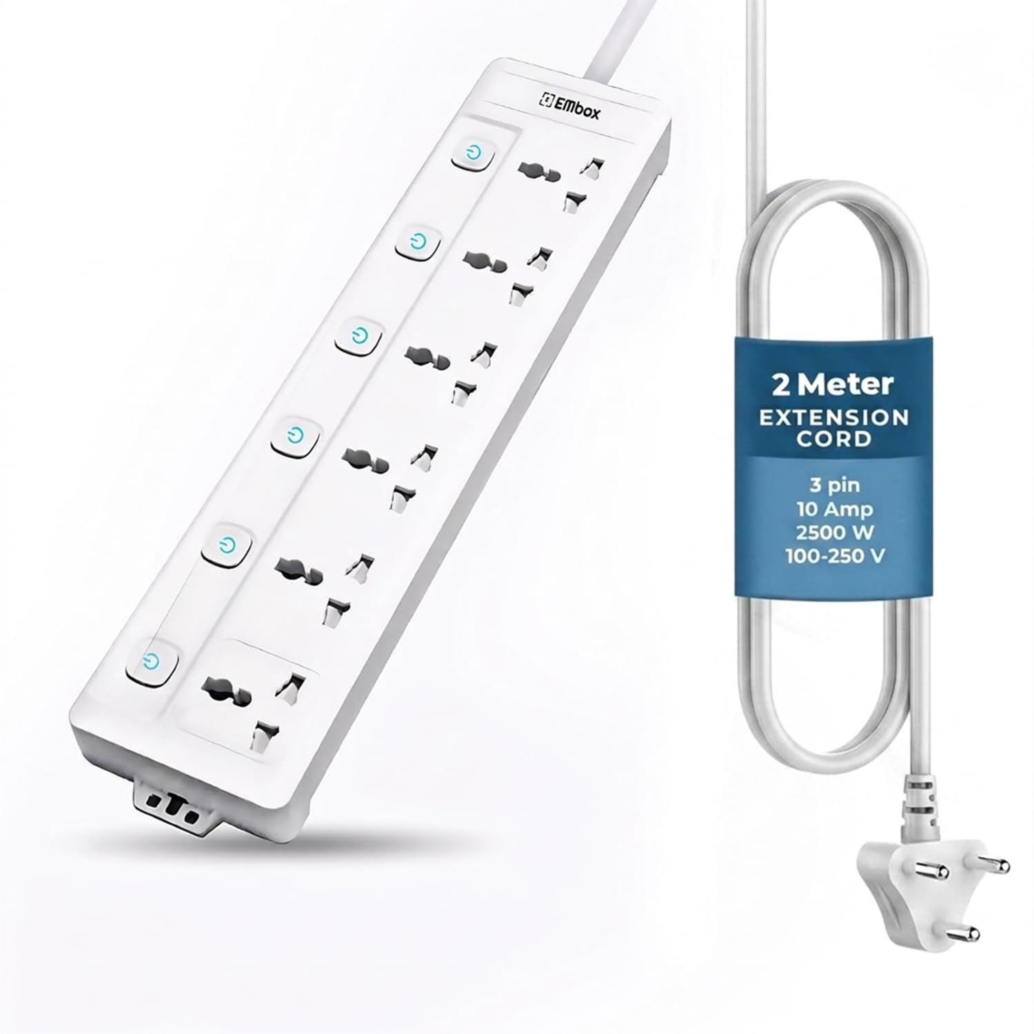 EMBOX Extension Boards 4 Socket with 4 Individual Switch with Overloa