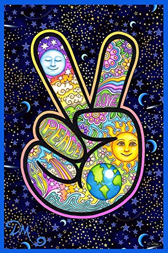 Dan Morris Peace Hand Psychedelic Hippie Tapestry