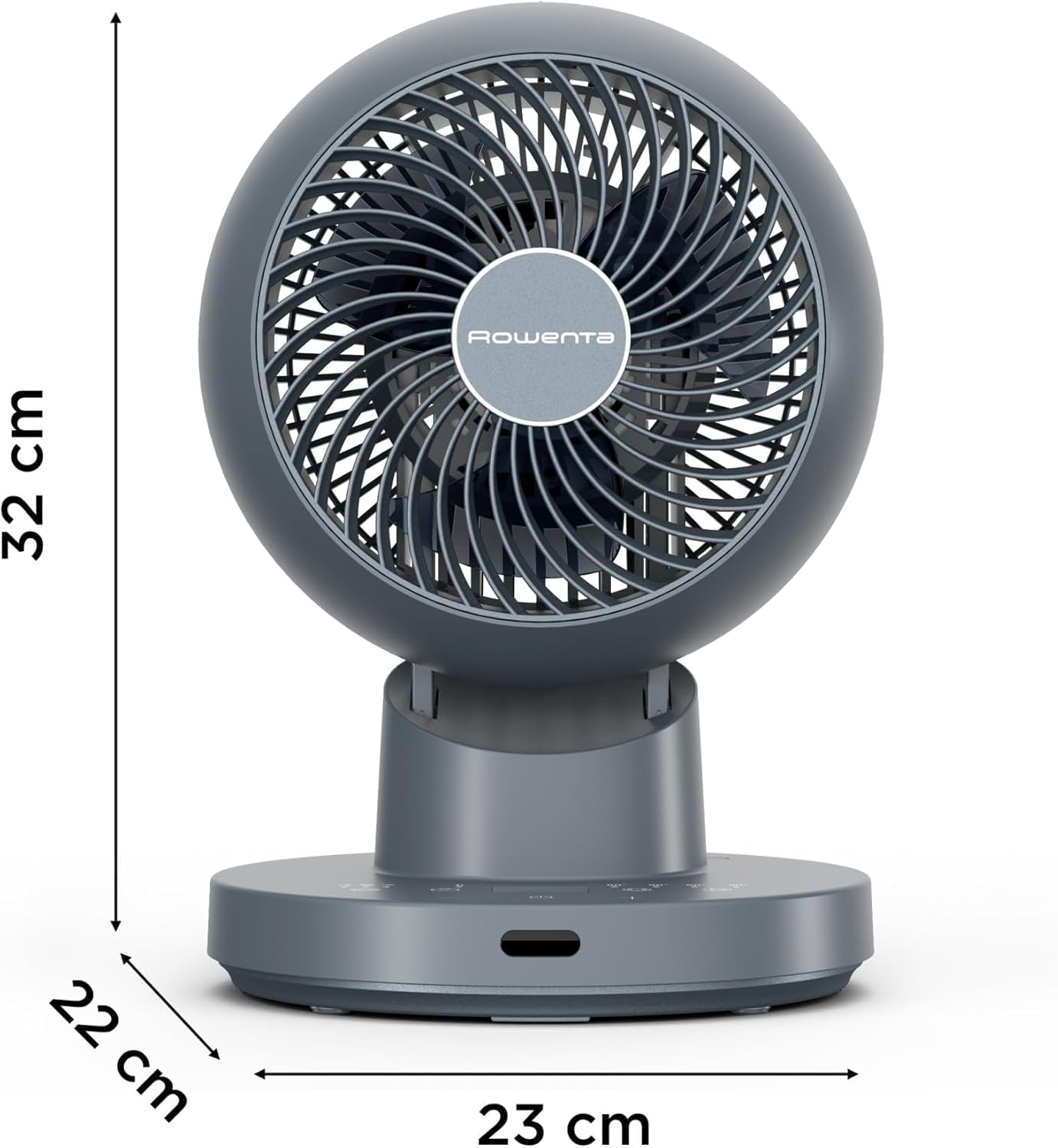 Rowenta Turbo Swift Compact wentylator stołowy, wielokierunkowa funkcja obracania, oszczędność energii do 50%, 12 stopni prędkości, timer 12 h, kompaktowa konstrukcja, bardzo cichy, niebieski