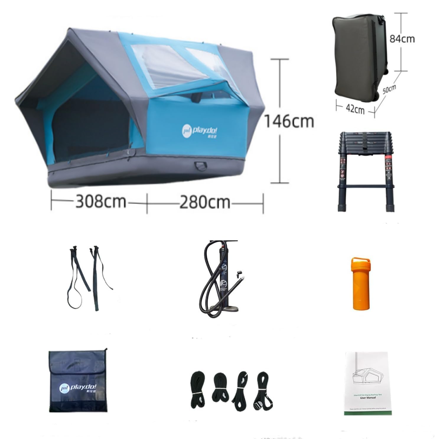 TentHome Tienda Techo Coche de Campaña Hinchable 2-3 Personas Grande Familiar Montaje Rapido