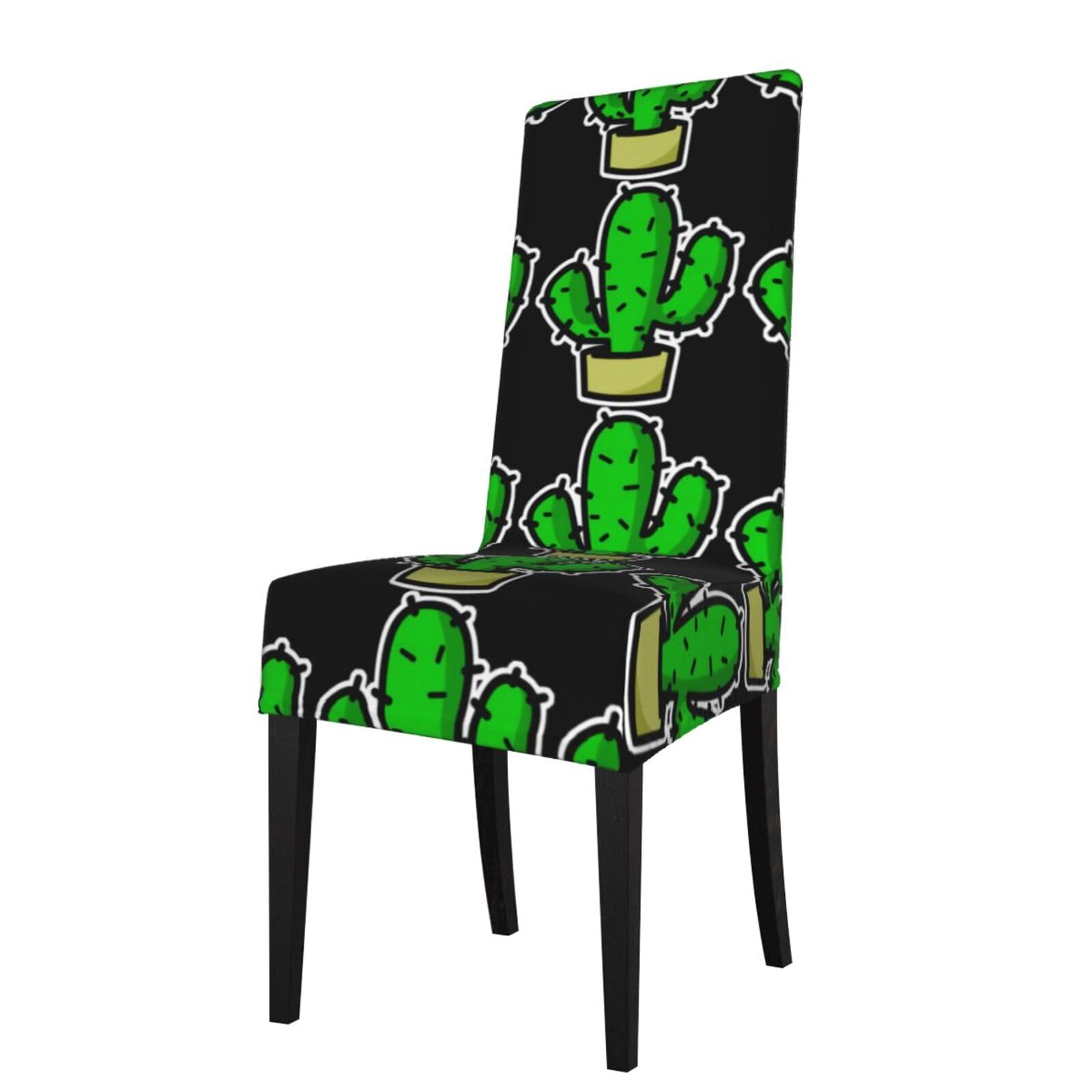 YYHWHJDE cactus Prints Dining Chair Throw Covers – Stretchy & Wrinkle-Resistant Protector for Most Kitchen Chairs – Quick Refresh for Old Furniture