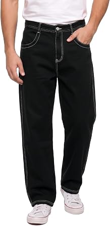 GINGTTO Mens Baggy Barrel Jeans Wide Leg Y2K Jeans Men Loose Fit Streetwear Denim Pants Casual