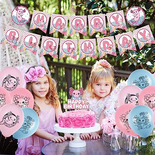 Lindas festa aniversário Axolotl - Decorações mesa peça central Axolotl bonito,Desenhos animados Axo
