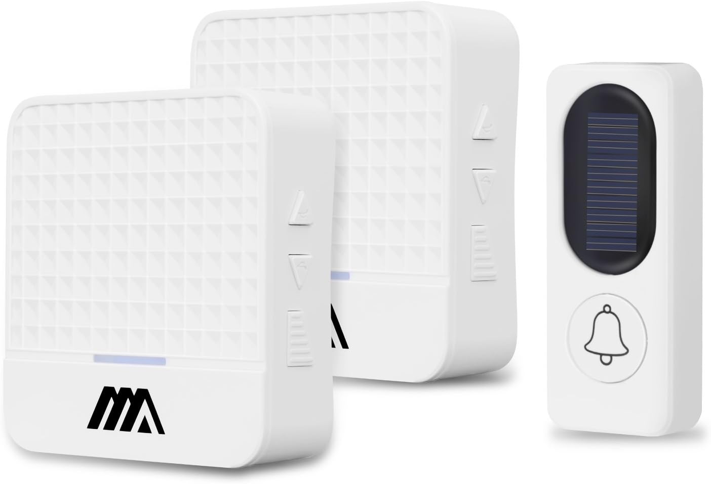 Boomile Wireless Doorbell Kit, Operating at 1000 feet, 2 Plug-In Receivers and 1 Remote Push Button, 52 Beautiful Chimes, CD Quality Sound, LED Indicator - No Batteries Required for Receiver