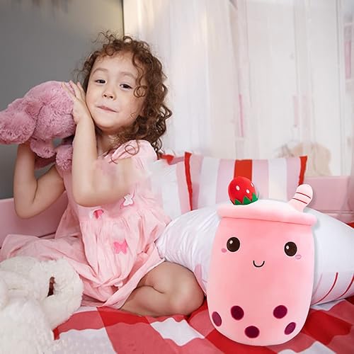 Miniatura 3 de MDXMY Almohada de Peluche Rellena de Té de Burbujas Almohada de Peluche Suave y Linda de Té con Leche de Perlas para Abrazar (Crema Rosa, 9.8