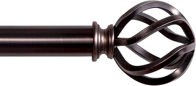 Curtain Rods 18 to 144 Inches, 1 Inch Modern Drapery Rods, Adjustable Heavy Duty Curtain Rod, with Twisted Cage Finial for Home & Office 18"-144"Dark Red