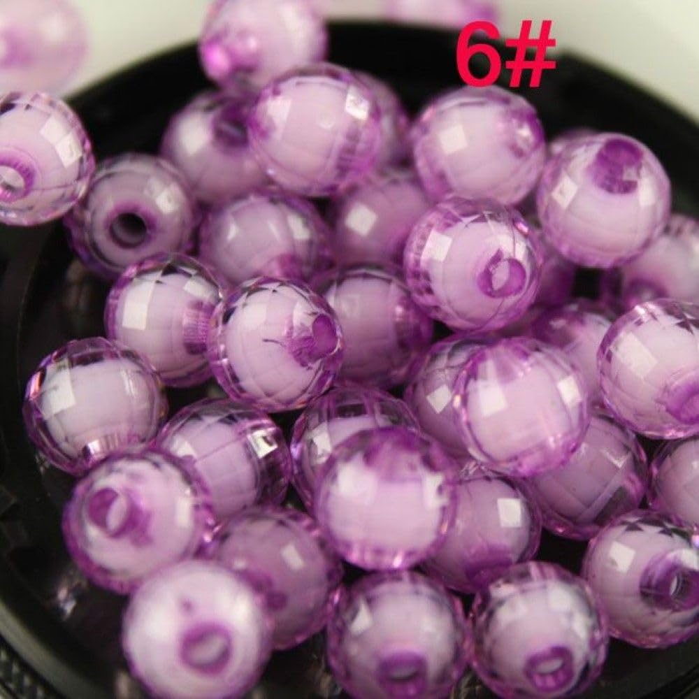 8Mm 10Mm 12Mm Color Round Ball Loose Spacer Beads Sew On Acrylic Beads Diy Beaded Braided Beads Jewelry Making Toys - (Color: Color 6 / Size: 100Pcs 8Mm)
