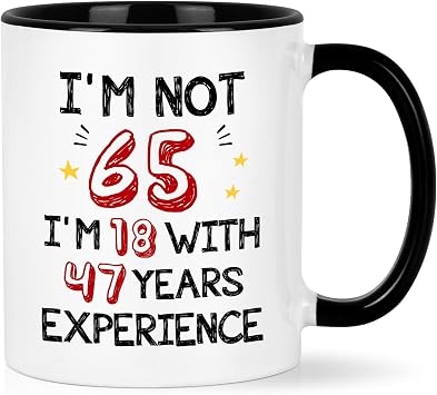 YHRJWN 65th Birthday Gifts for Women Men, IM Not 65 Mug, 65th Birthday Gift Ideas, 65th Birthday Coffee Mug, Happy 65th Birthday Gifts for Grandma, Grandpa, Mom, Dad, Friends, Family, 11 Oz