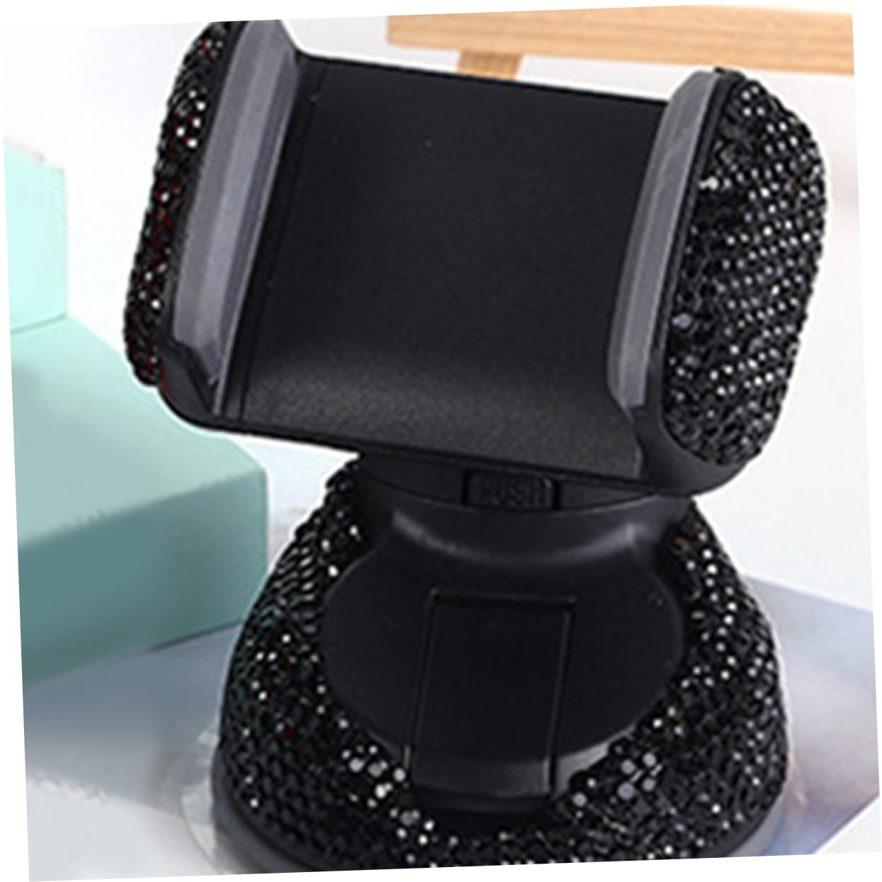 Supporto Auto Smartphone per Bocchetta Aria e Cruscotto 2 Pezzi Nero | Abs Protezione Antiscivolo, Installazione Semplice, Struttura Decorativa Strass