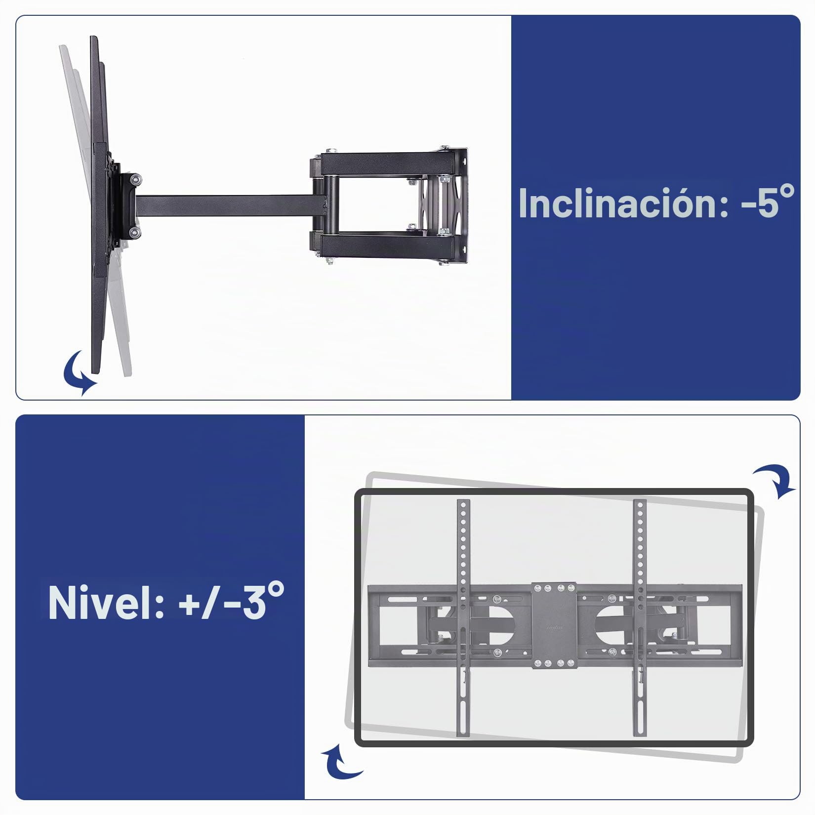 Medla Soporte de Pared para TV Giratorio, Soporte Pared TV para Esquina inclinable para televisores de Plasma LCD LED de 32-65 Pulgadas VESA 600 x 400 Soporta 45 kg