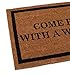 BIRDROCK HOME Come Back with a Warrant Coir Doormat | 18 x 30 Inch | Standard Welcome Mat with Black Border and Natural Fade | Vinyl Backed | Outdoor