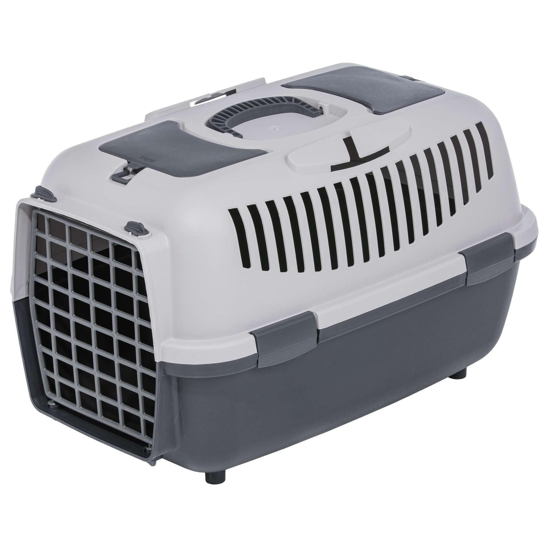 Trasportino per cani e gatti, grigio chiaro, grigio scuro, 58,5 x 37 x 38 cm