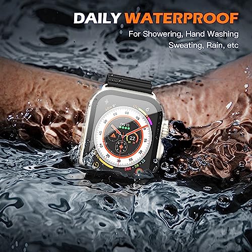 Image of Misxi [2 Pack] Waterproof Case with Button Designed for 49mm Apple Watch Ultra 3 (2025) / Ultra 2 / Ultra, Protective PC Cover with Tempered Glass Screen Protector for iWatch, Matte Transparent