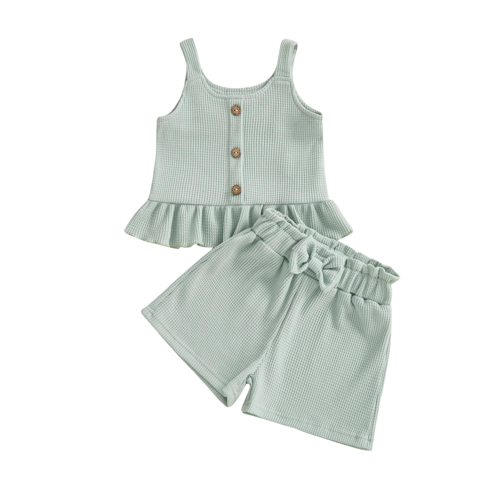 Little Toddler Kids Girl Clothes Set 1-8 Years Summer Outfits Solid Color Tank Tops &amp; Shorts