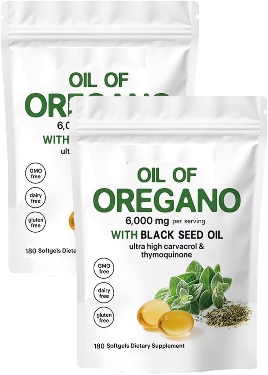 Resilias Oil of Oregano Softgels, Resilias Oil of Oregano with 6000mg Black SeedOil, Immunity Naturally, Easy-to-Swallow, Rich in Nutrients, Experience Enhanced Wellness for Women & Men (2bag)
