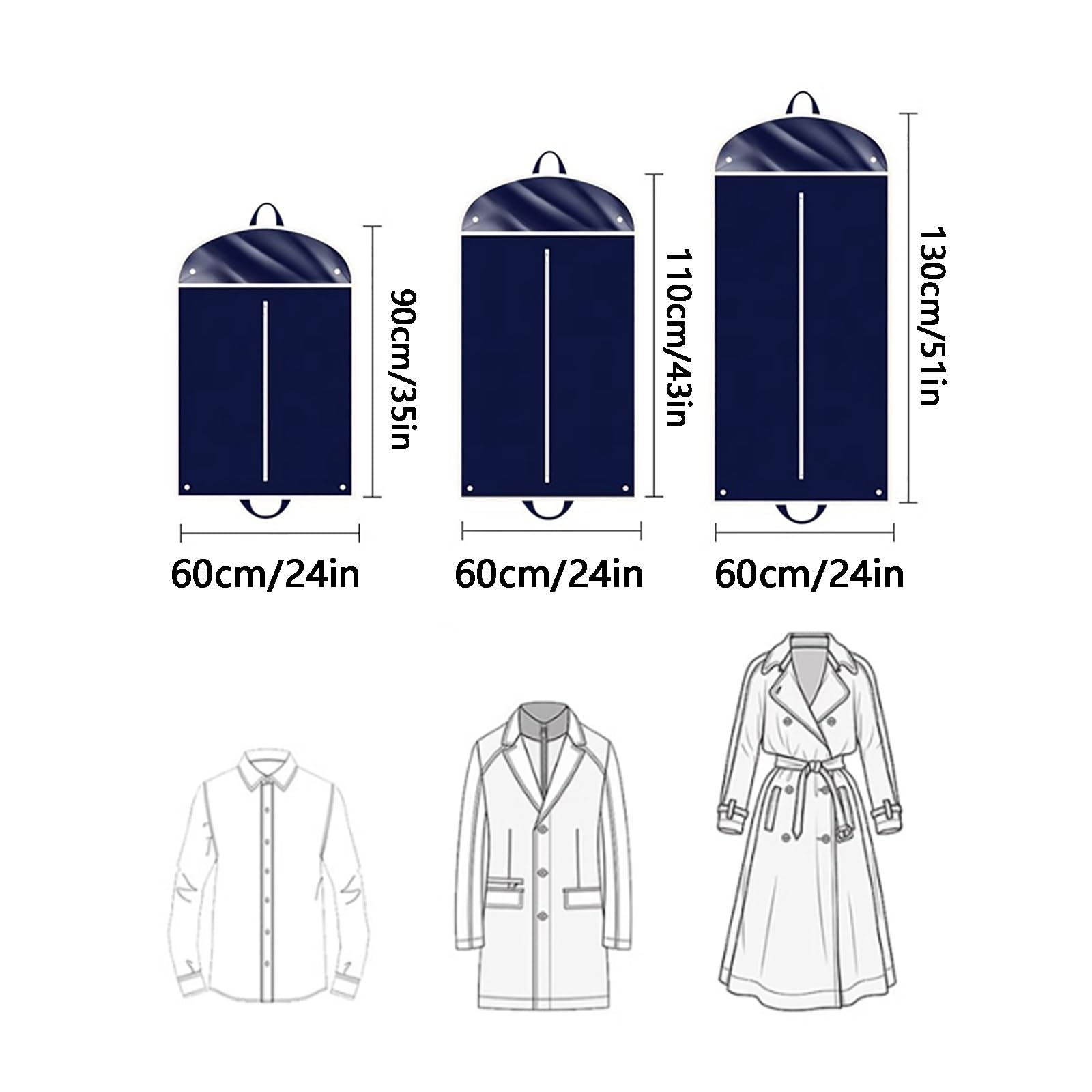 Borsa da viaggio for abiti appesi, copertura for indumenti in tessuto non tessuto con cerniera, for vari, copertura for appendiabiti1(Blue,60 * 130cm)