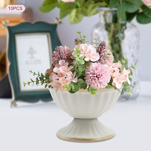 Miniatura 3 de Mini macetas blancas con arreglo de flores, 10 piezas para centro de mesa, mesa de boda de 2.6 pulgadas, decoración de maceta, maceta de trompeta