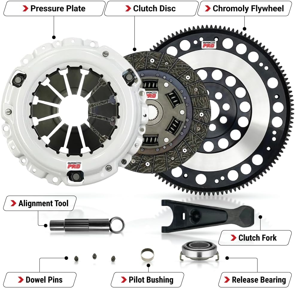 CMP Stage 2 Sport Clutch Kit with Chromoly Flywheel with Fork for 2002-2006 RSX 2007-2010 CSX TYPE-S, 2006-2011 Civic Si 2.0L K20A2 K20Z1 K20Z3 6-speed