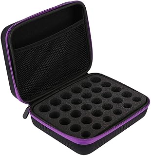 30-Bottle Essential Oil Carrying Case for 5ml,10ml,15ml Portable Scented Oils Holder Traveling Carrying Case Storage Box(Purple)