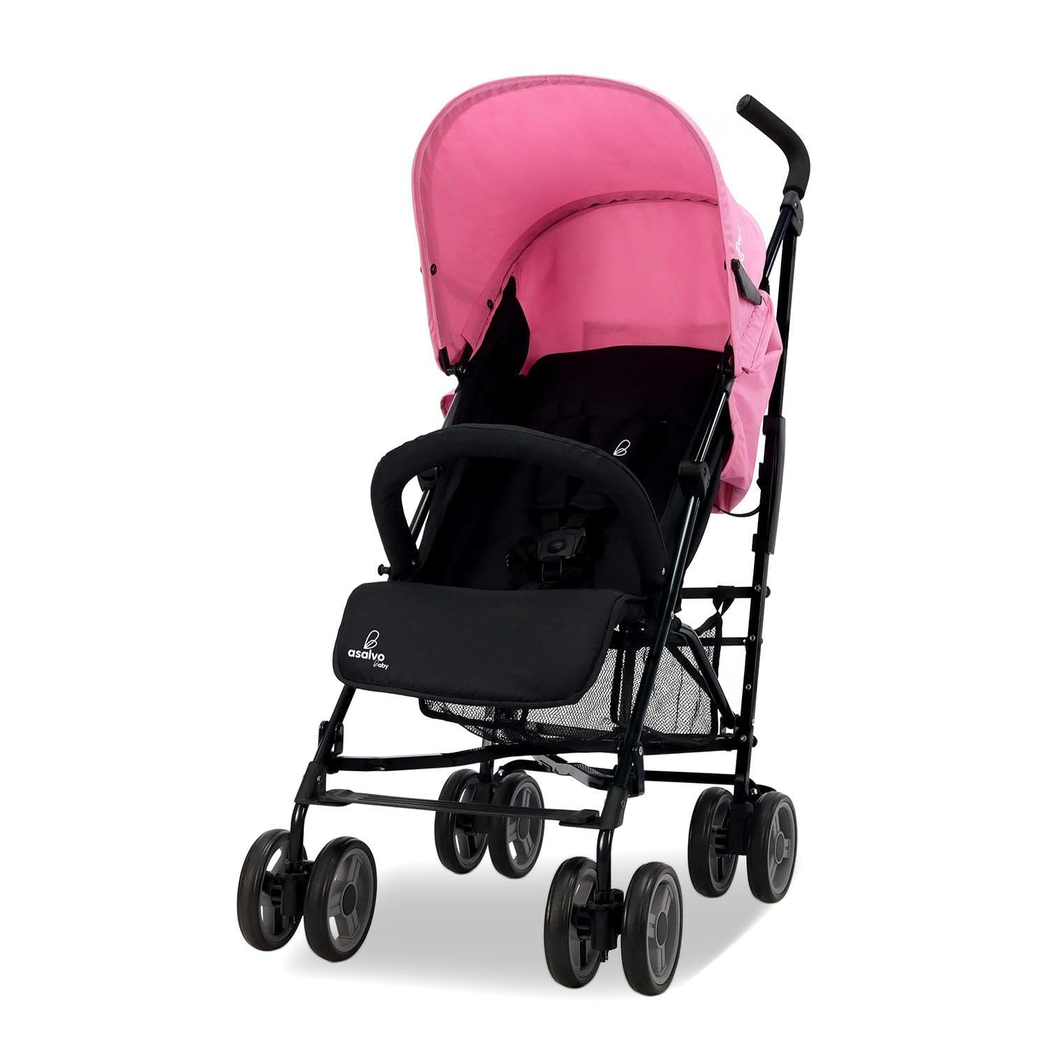 Asalvo TROTTER PLUS Silla de Paseo, Carrito bebé, Carro para bebés, Reclinable, Confortable, Ultraligera, Capota con Ventana y Freno Trasero, Manejable, Plegado compacto, Carga Máxima 25 kg, Rosa