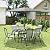 Outsunny 8 Pieces Patio Table and Chairs Set with 9 Ft Patio Umbrella, Outdoor Dining Set with 4.6 Ft Dining Table and 6 Chairs, Push Button Tilt and Crank Parasol, Tempered Glass Top, Mixed Gray