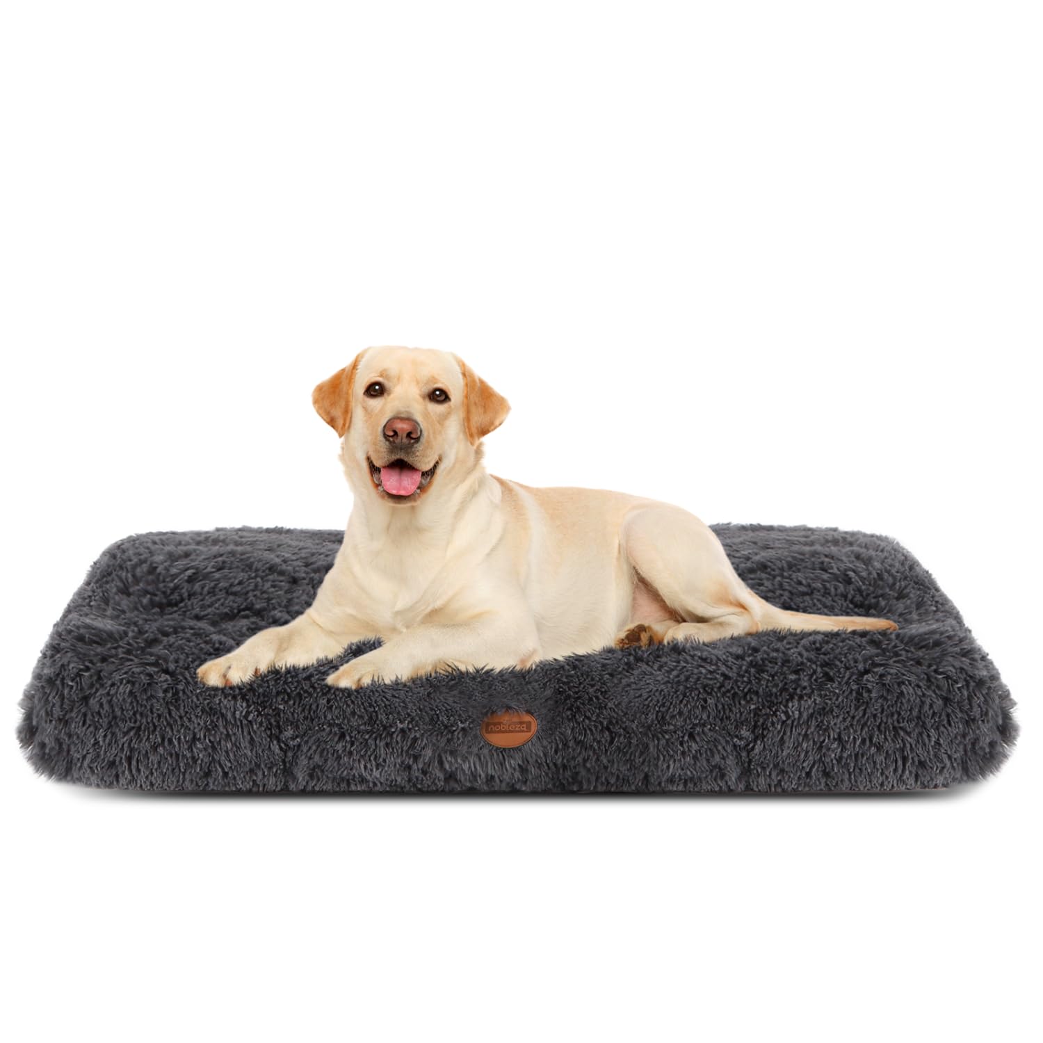 Nobleza Extra Large Dog Bed, Ultra Fluffy Thick XL Dog Beds Large Washable, Soft Calming Anti Anxiety Dog Crate Mattress Bed, Deluxe Plush Dog Mat with Anti-Slip Bottom, Dark Grey, 110x73x10cm