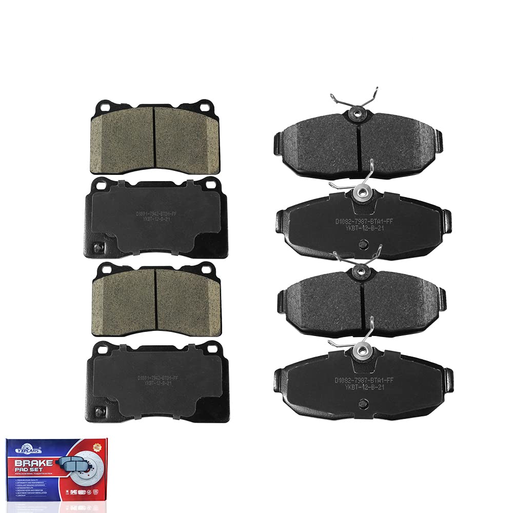 YXPCARS Brake Pads For 2007/2008/2009/2010/2011 Ford Mustang Shelby GT500,2008/2009 Ford Mustang Shelby GT500/Shelby GT500KR(‎Front & Rear/D1001+D1082