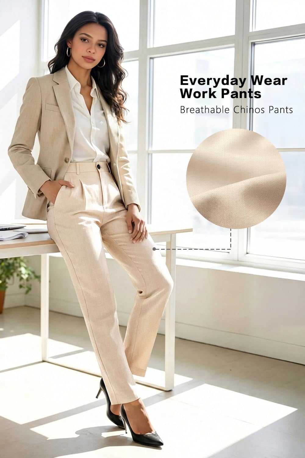 smawell Women's Dress Pants for Work High Waisted Slacks Business Casual - Image 4