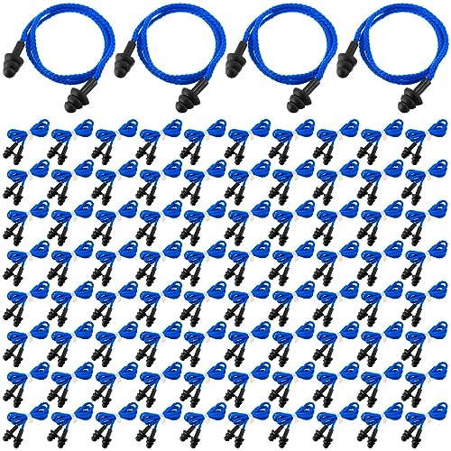 Xuhal 200 Pair Corded Ear Plugs Reusable Silicone Earplugs Individually Wrapped Hearing Protection...