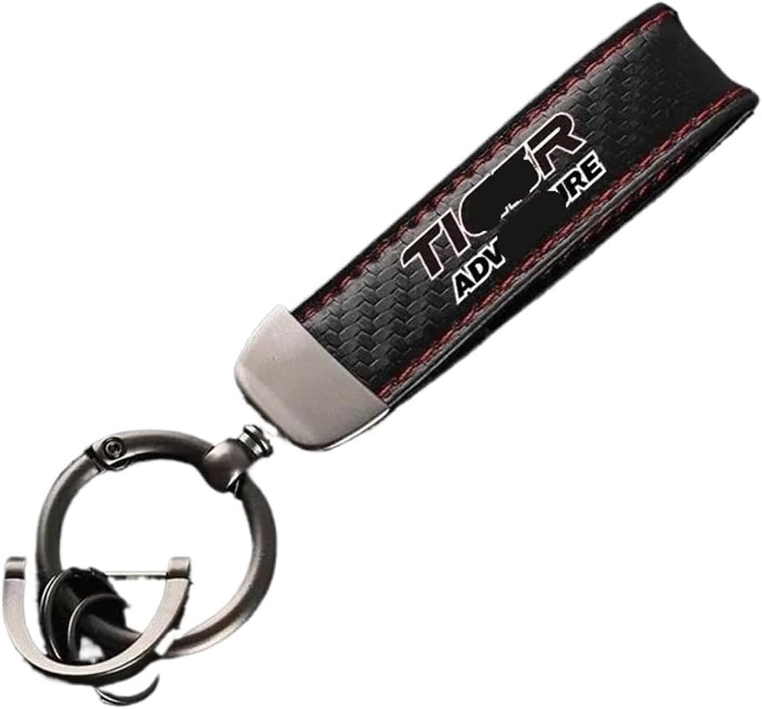 XIUNYIE Genuine Leather Motorcycle Keychain Horseshoe Buckle Keyring Jewelry Accessory for Tiger Adventure Motorcycles, B