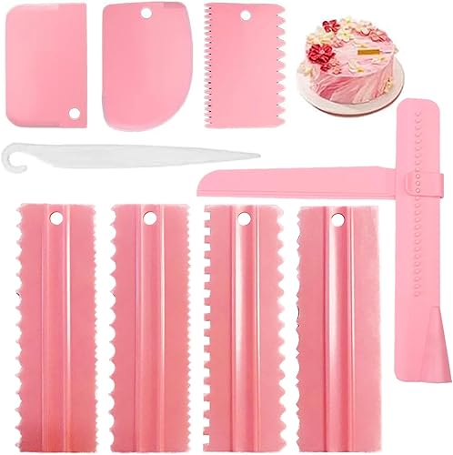 Juego de 9 raspadores para tartas, juego de raspador de pastel, herramienta pulidora de raspador de glaseado ajustable, peine de decoración de