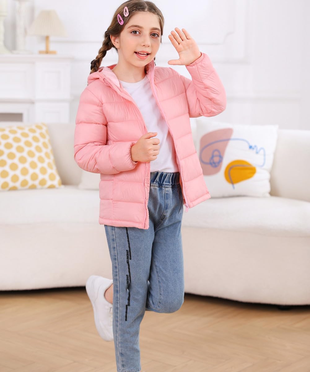 Lovekider Hooded Puffer Jacket for Girls 4-12T Packable Down-Alternative Winter Coat Shiny Outerwear for Kids - Image 4