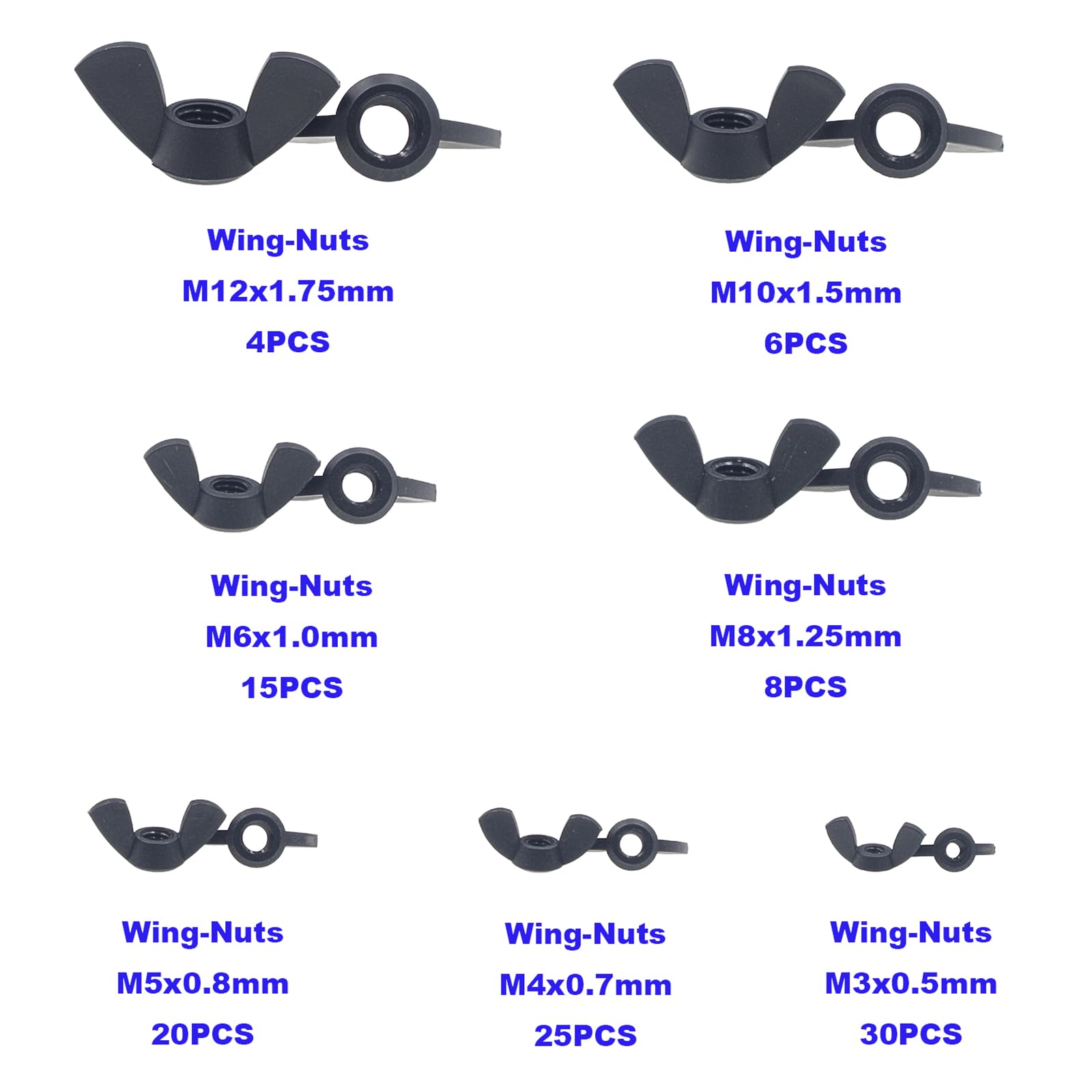 7 Sizes Metric Nylon M3 M4 M5 M6 M8 M10 M12 Wing Iceland