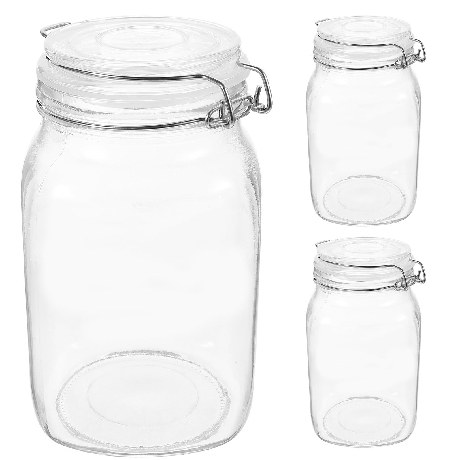 Lot de 3 Bocaux Hermétiques en Verre 1500ml avec Couvercle à Verrouillage pour Rangement la Cuisine et Conservation Alimentaire