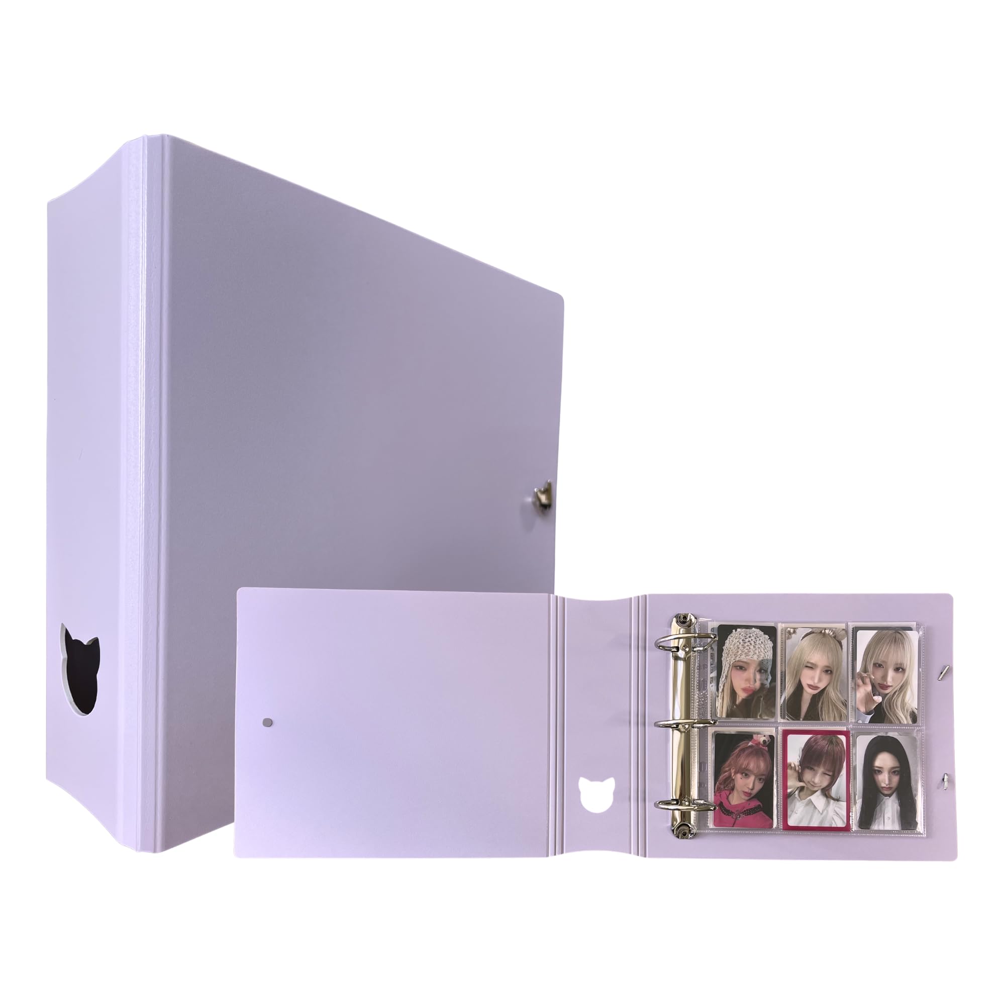 MEOWCAFE K-Keep A5 Extra Wide 2 INCH Binder, Large Capacity Kpop Photocard Binder with 2 Backboards and 25 Single Sided A5 Extra Wide 6 Pocket Pages (Minimal Purple)