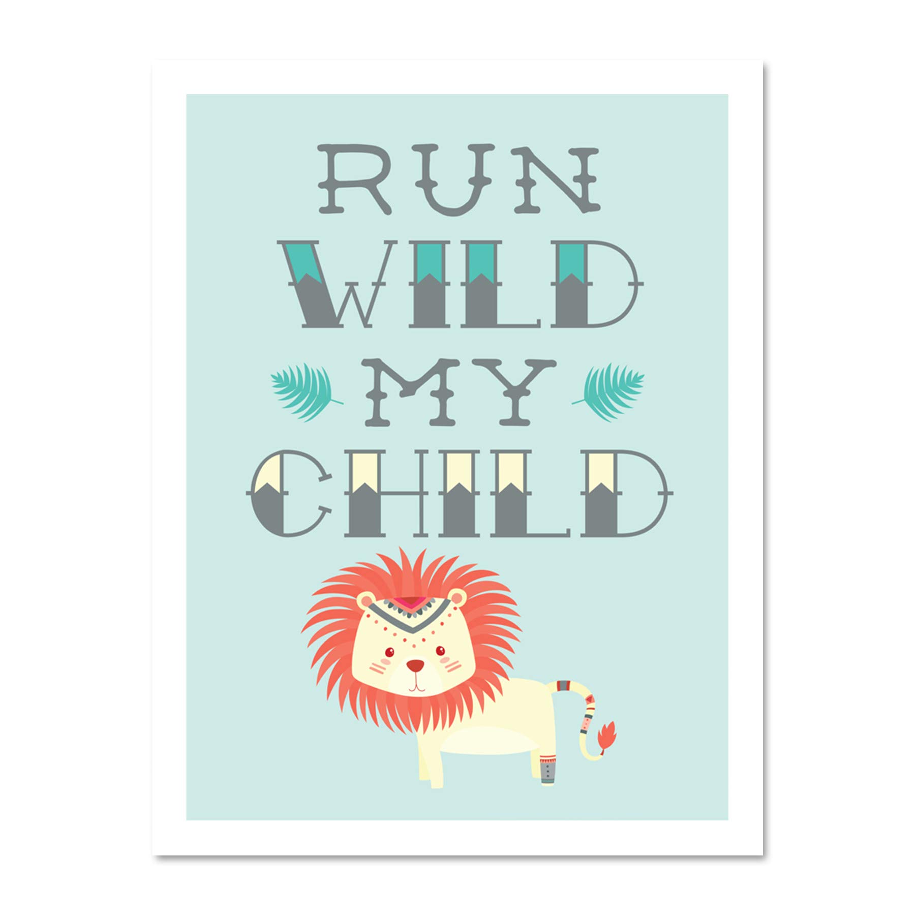 Kids Run Wild My Child Pastel Lion Large Framed Art Print Poster Wall Decor 18x24 inch