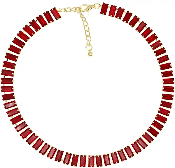 Crystal Rhinestone Choker Collar Necklace for Women Emerald Statement Piece Sparkly Colorful Crystal Neck Gold Chain Necklace