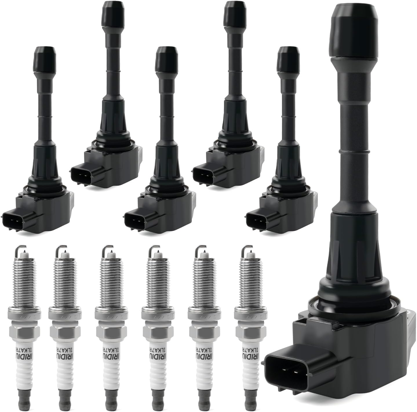 6PCS Ignition Coil Pack & Iridium Spark Plugs Compatible with 2007-2020 Nissan Altima Pathfinder Maxima Murano Quest, Infiniti Q50 Q70 QX60 EX35 FX35 G25 G35 JX35 M35 M35h 3.5L V6 Replace UF550 & 9029