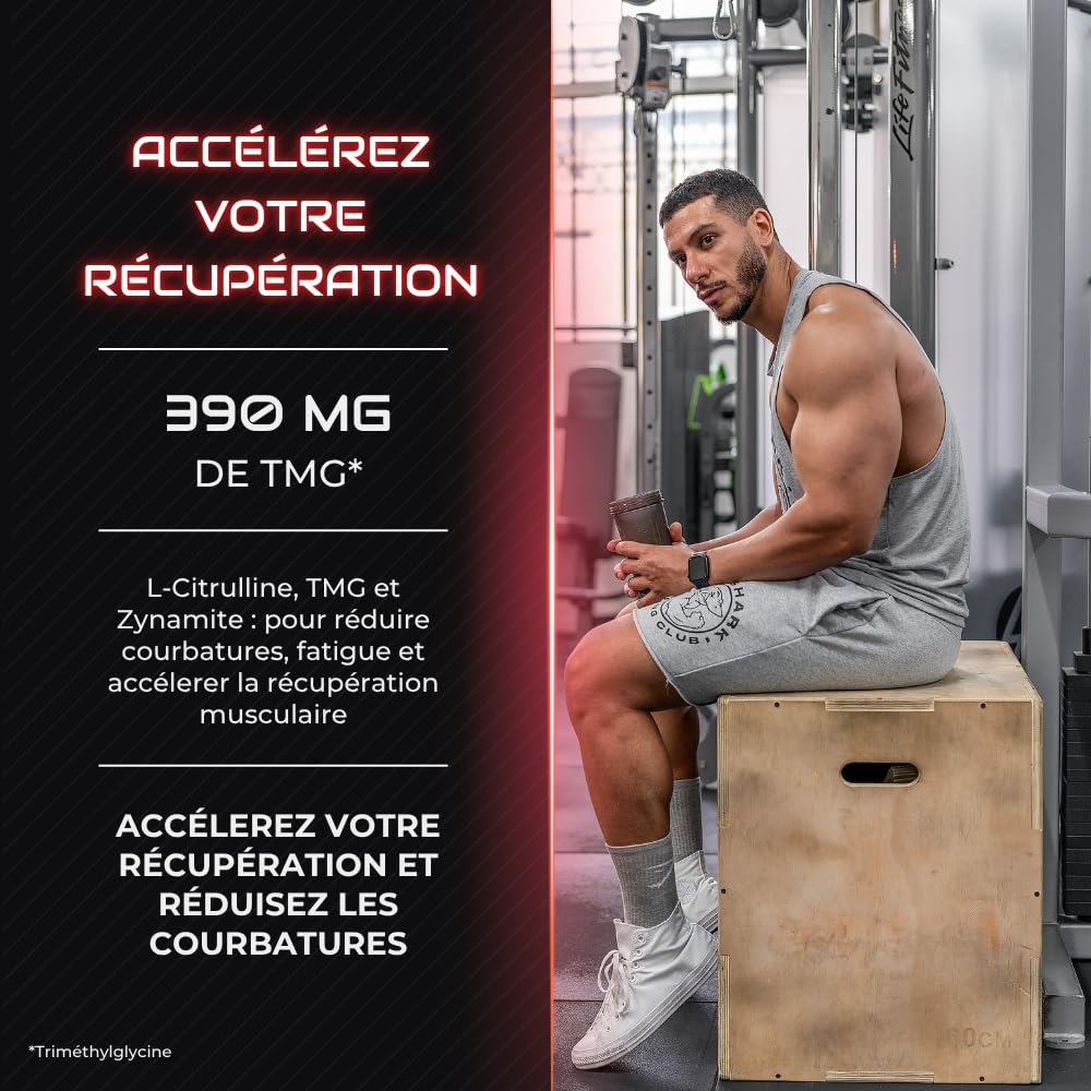 Pre Workout Power Up@ | Booster pump puissant avant entrainement musculation homme pour améliorer force et concentration | Complément alimentaire Preworkout boisson énergisante poudre | Fruits rouges